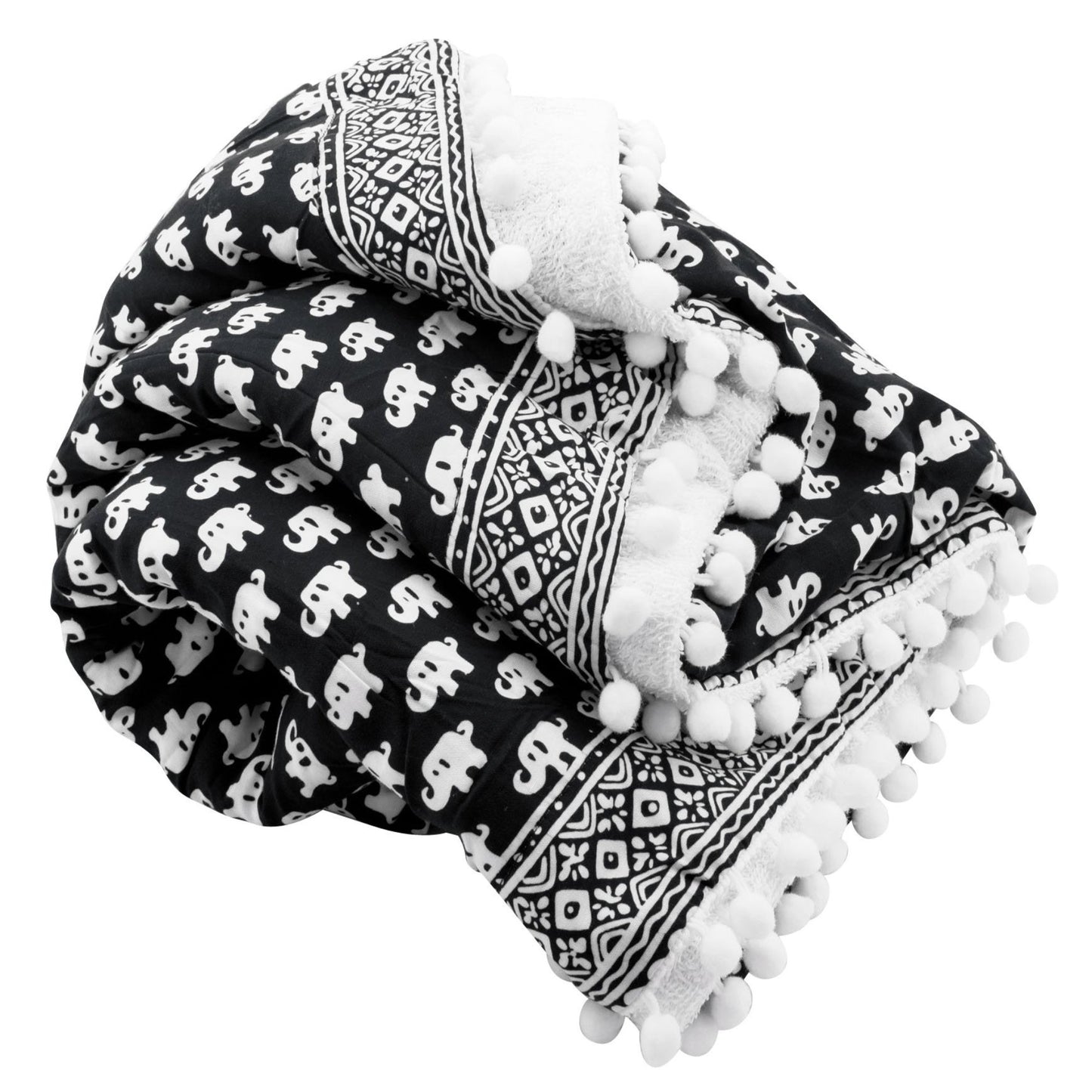 Badetuch gross Elefant schwarz mit Pompon