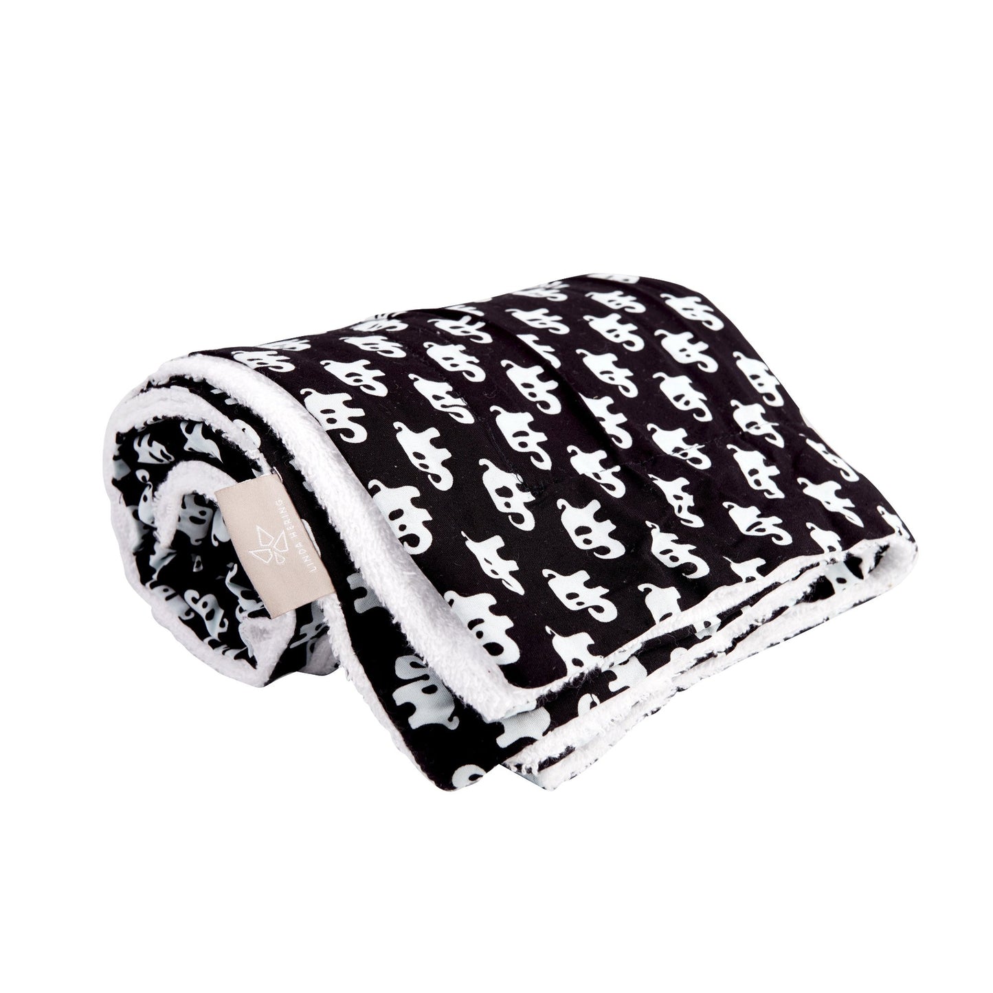 Kinderbadetuch Elefant, schwarz-weiss