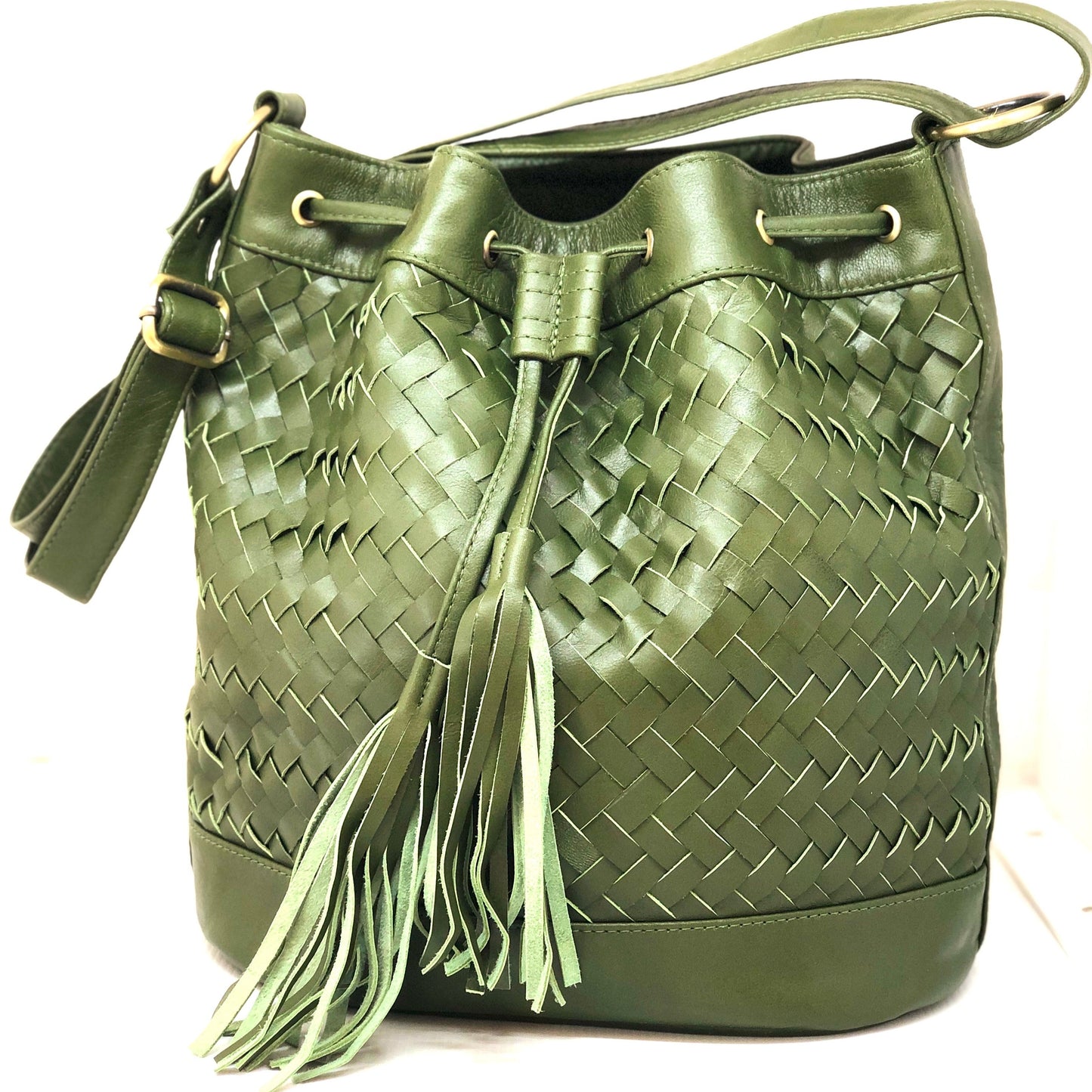 Lederbeutel, olive