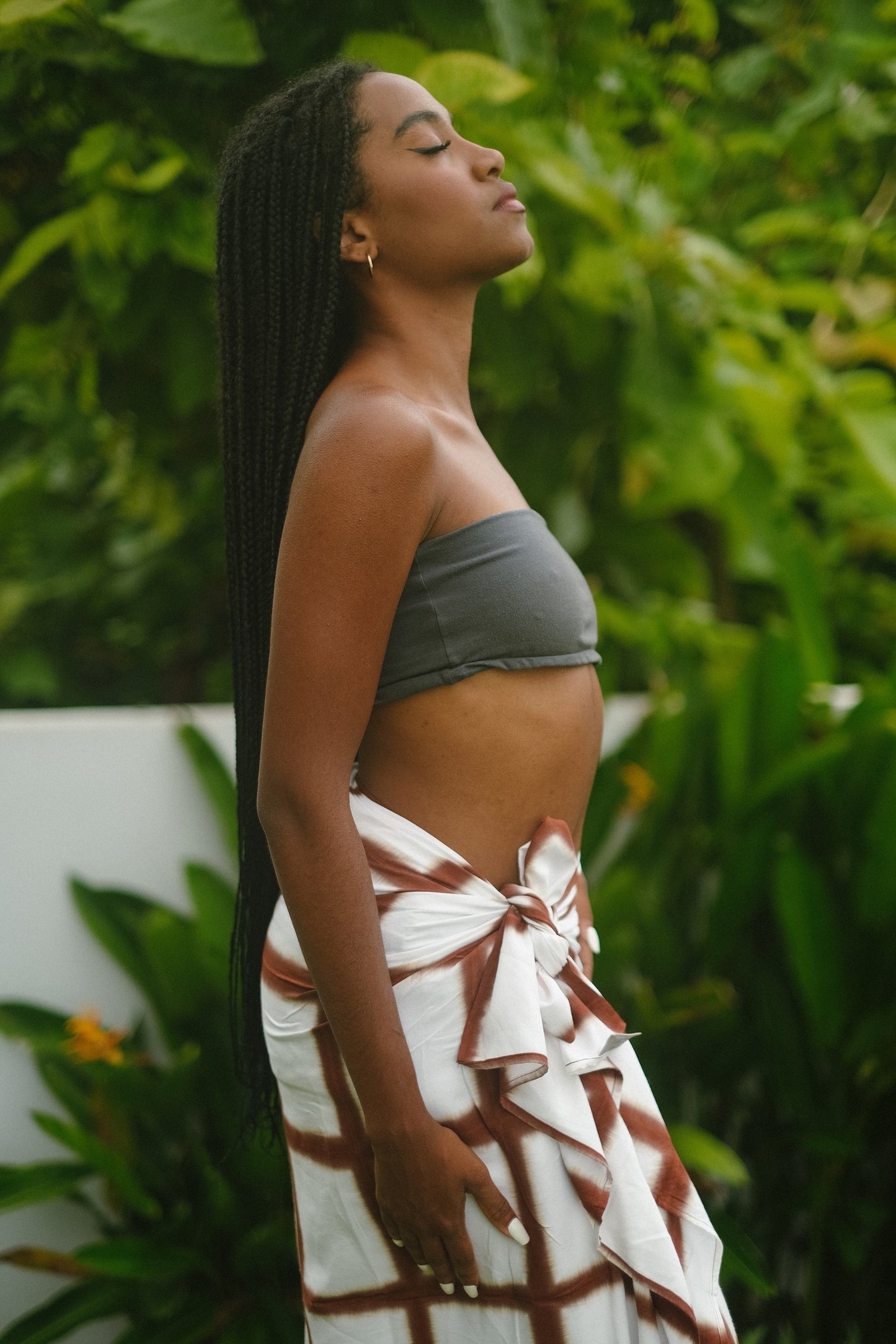 Sarong Minta, braun/weiss