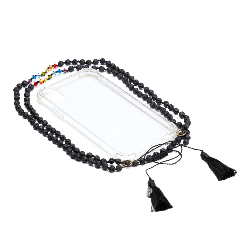 Transparente Hülle mit Lava Chakra Kette