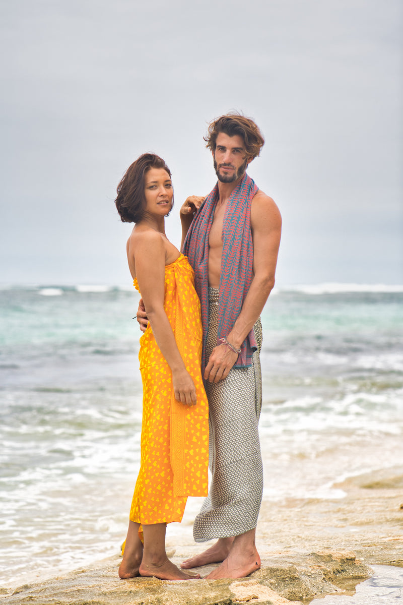 Sarong Jantung, gelb/orange