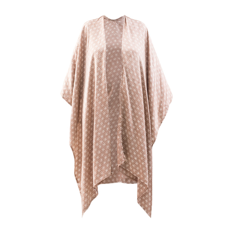 offener Seidenkaftan Flower of Life, beige