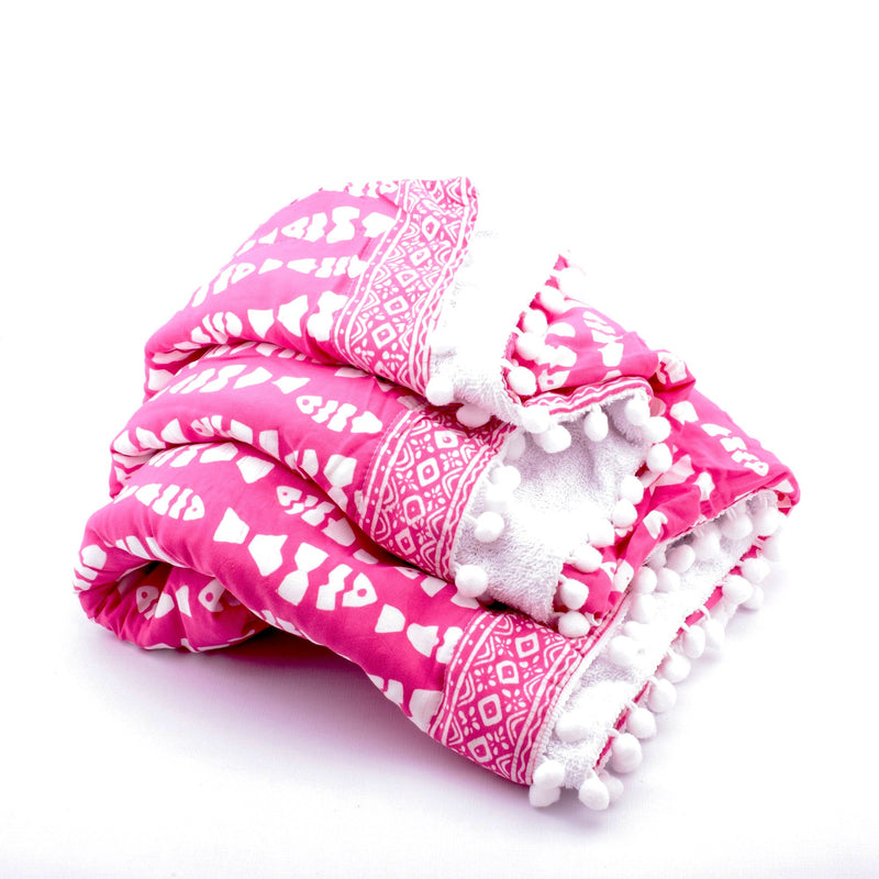 Badetuch gross Fisch rosa mit Pompon