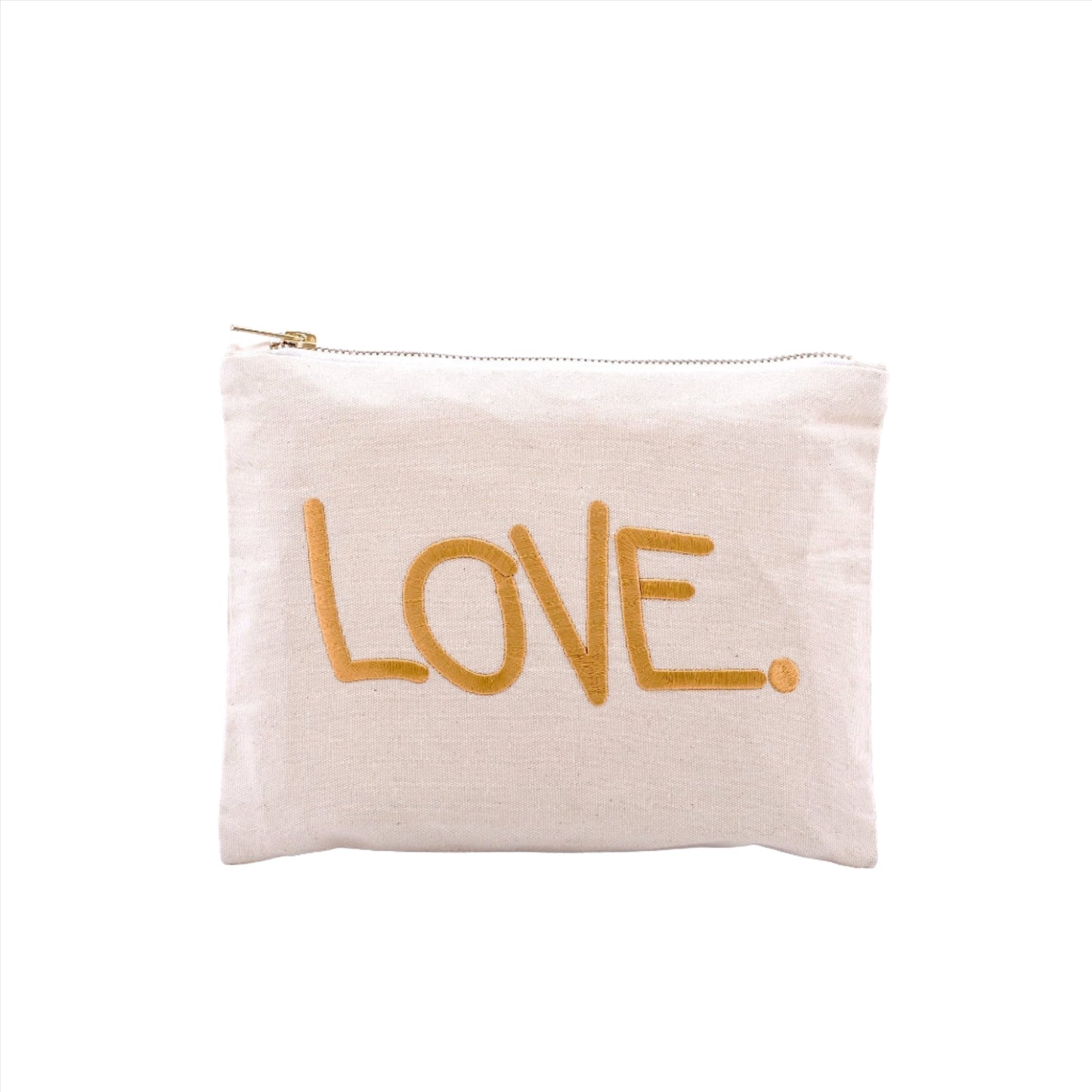 LOVE. Pouch klein, crème mit weissem Reissverschluss