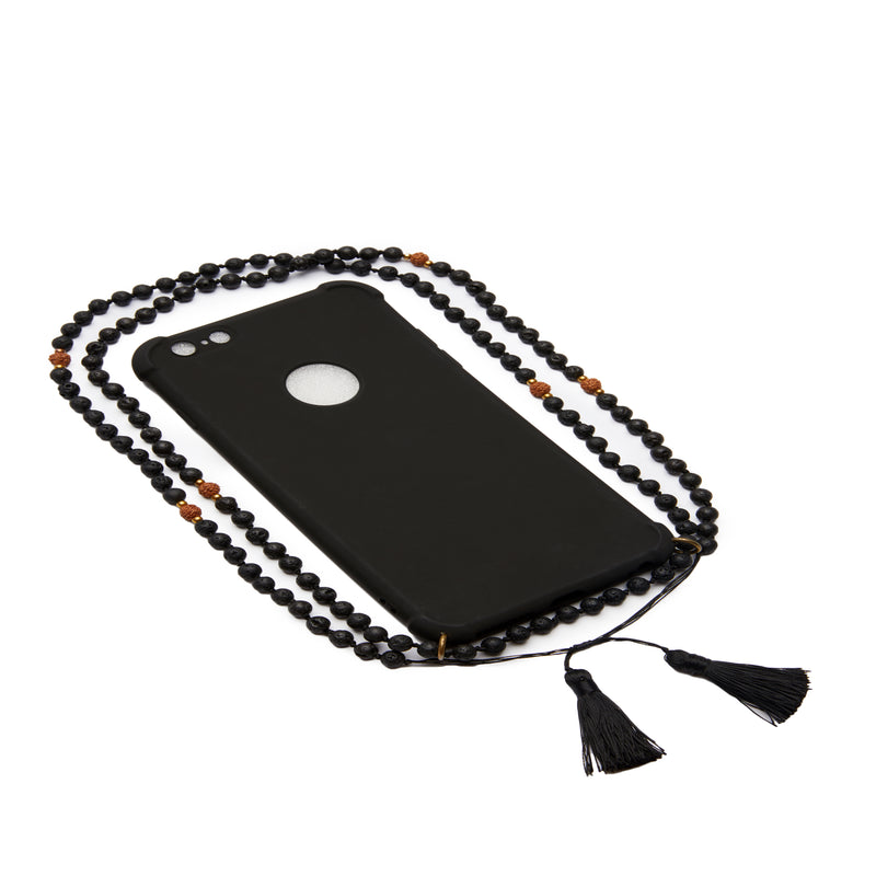 Schwarze Hülle mit Lava/Rudraksha Kette