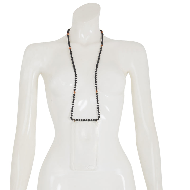 Transparente Hülle mit Lava/Rudraksha Kette