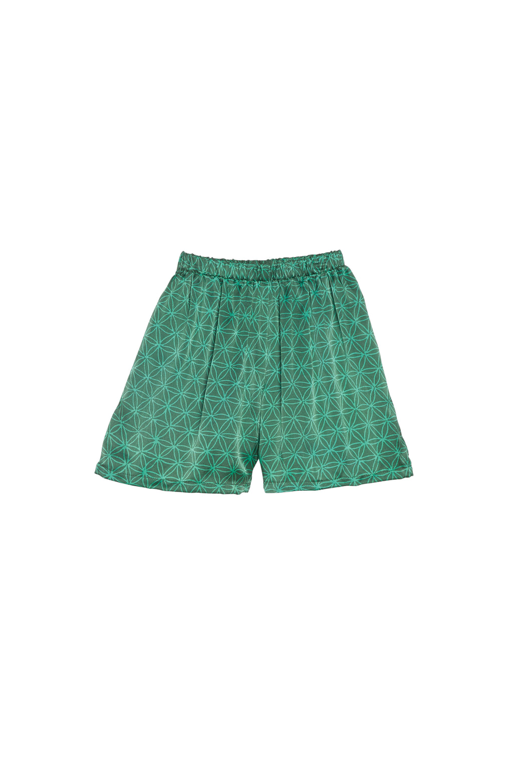 Kinder Seidenkimono mit kurzer Hose, Flower of Life, jade