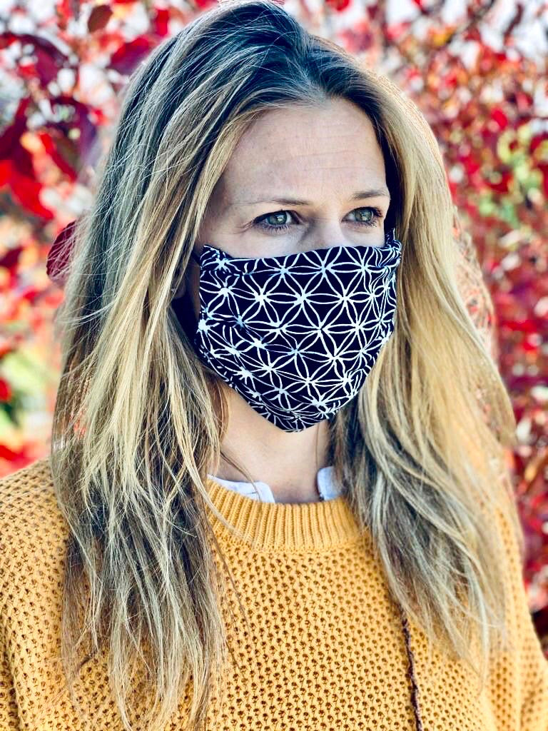 Gesichtsmaske Flower of Life, schwarz