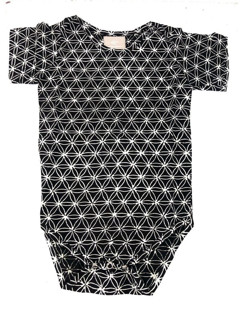 Baby Onesie, Flower of Life, schwarz