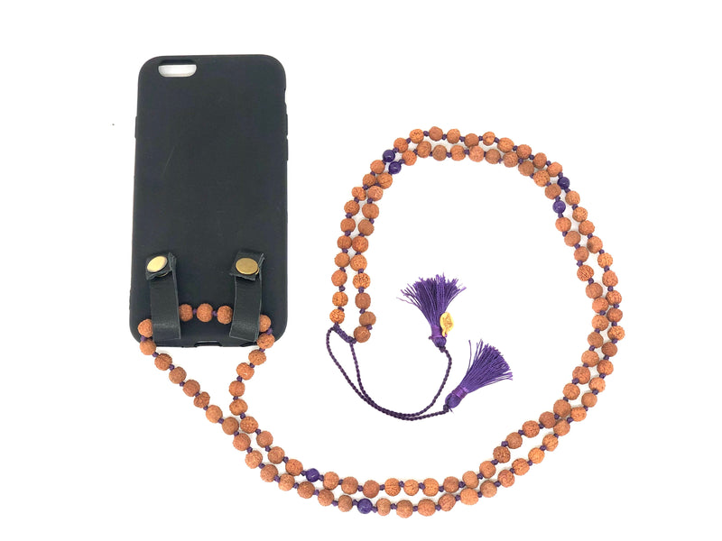 Iphone Kette Rudraksha/Amethyst (ohne Hülle)