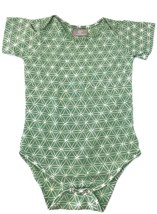 Baby Onesie, Flower of Life, grün