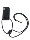 Iphone Hülle schwarz, schwarzer Lederstring