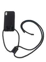 Iphone Hülle schwarz, schwarzer Lederstring