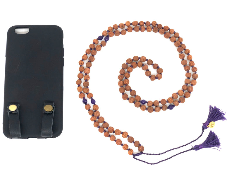 Iphone Kette Rudraksha/Amethyst (ohne Hülle)